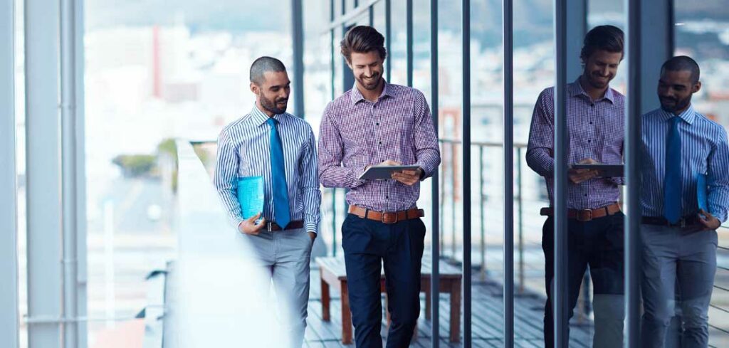 Two business men looking at tablet